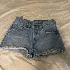 Levi's Classic Blue Jean Shorts Distressed Hem
